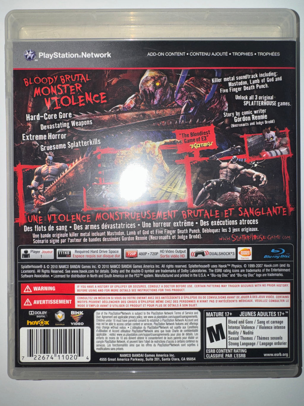Splatterhouse (Sony PlayStation 3, 2010) CIB COMPLETE PS3
