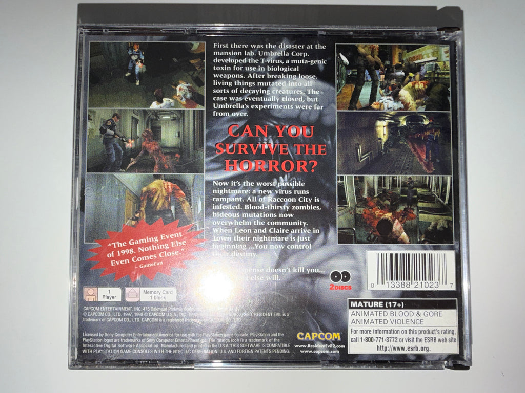 Resident Evil 2 (Sony PlayStation 1, 1998) CIB COMPLETE PS1