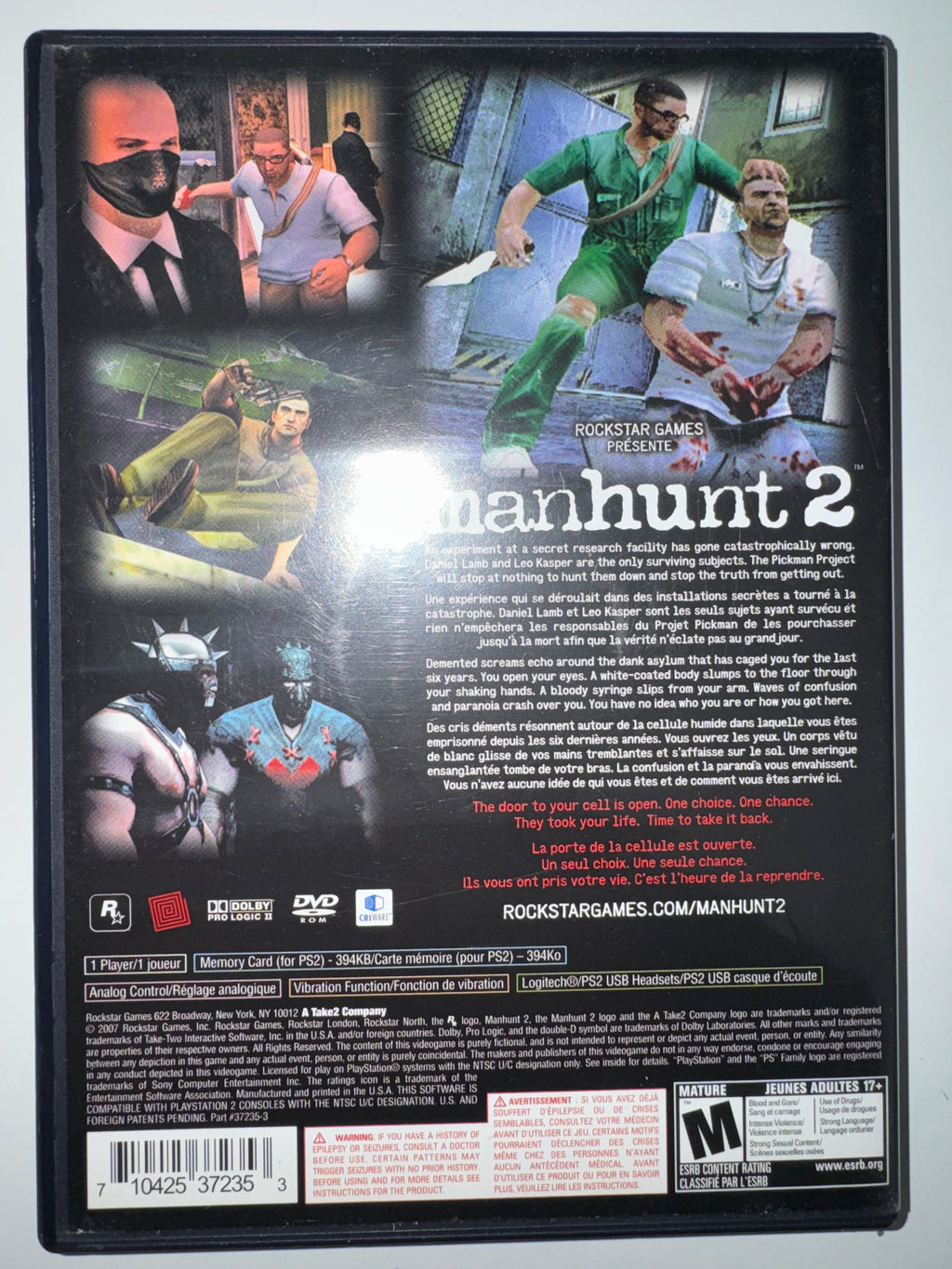 Manhunt 2 Sony Playstation 2 PS2 CIB COMPLETE