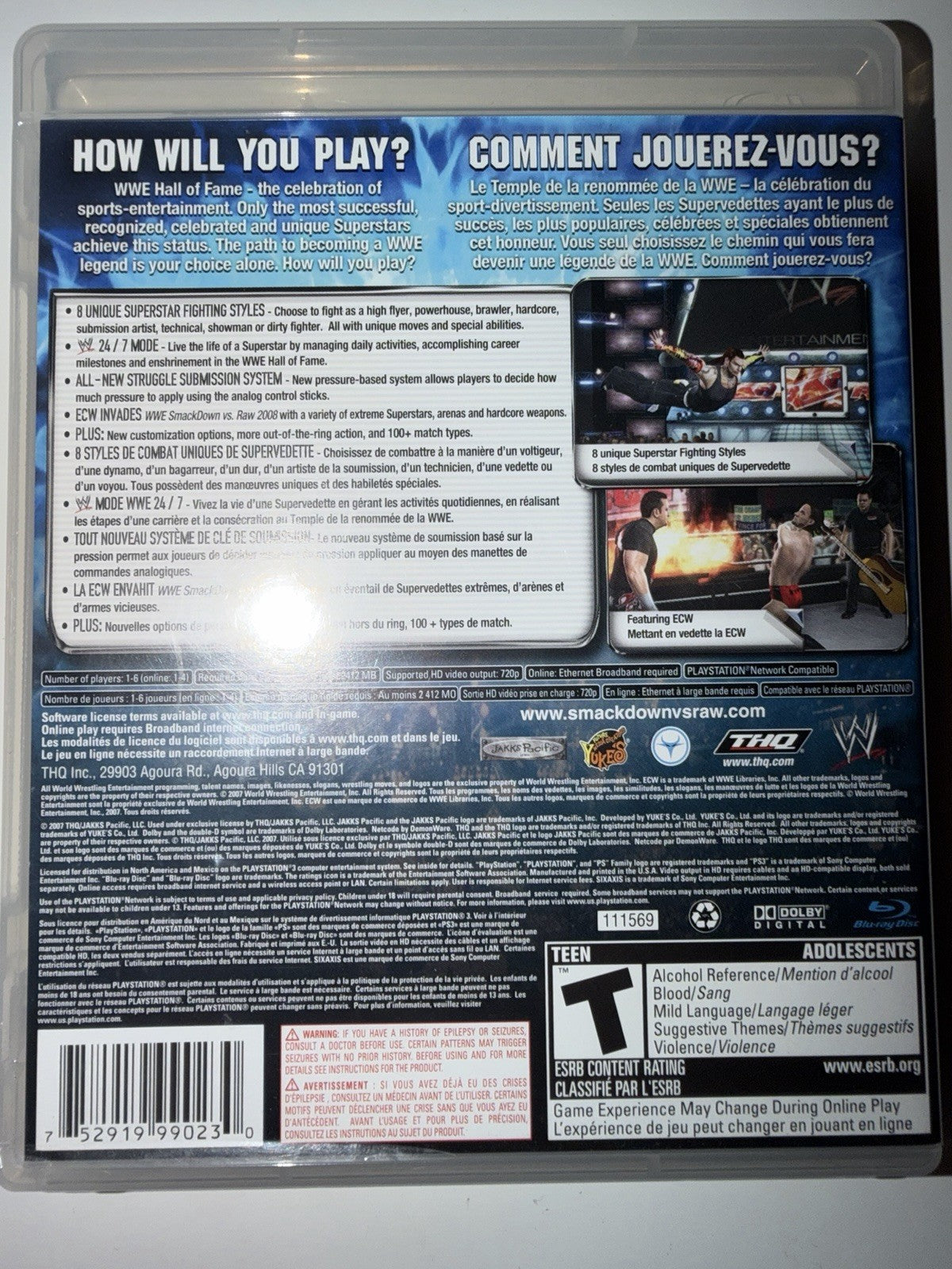 WWE Smackdown Vs. Raw 2008 ECW (Sony PlayStation 3, 2007) CIB COMPLETE PS3