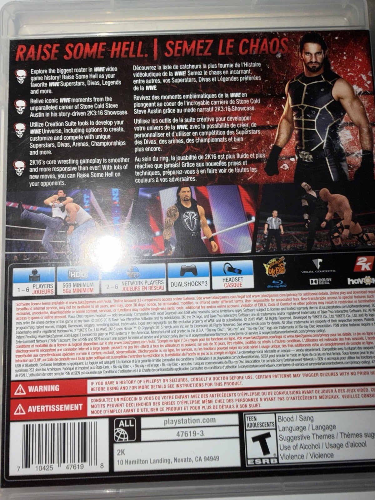 WWE 2K16 (Sony PlayStation 3, 2015) CIB COMPLETE PS3