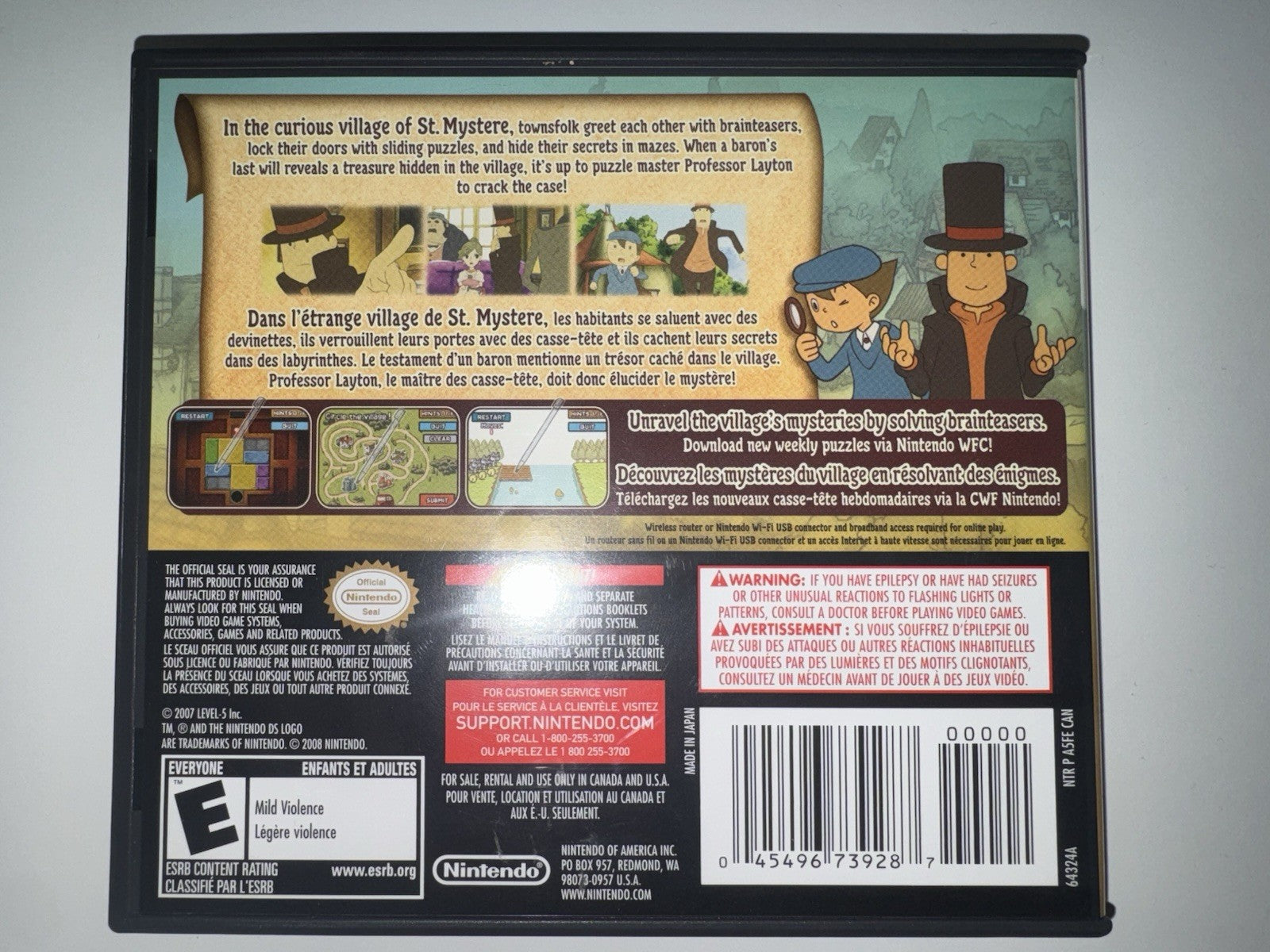 Professor Layton and the Curious Village (Nintendo DS, 2008) CIB COMPLETE DS