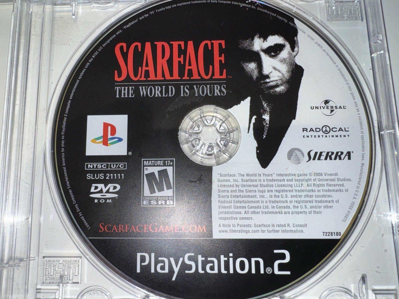Scarface The World is Yours (Sony PlayStation 2, 2006) DISC ONLY PS2