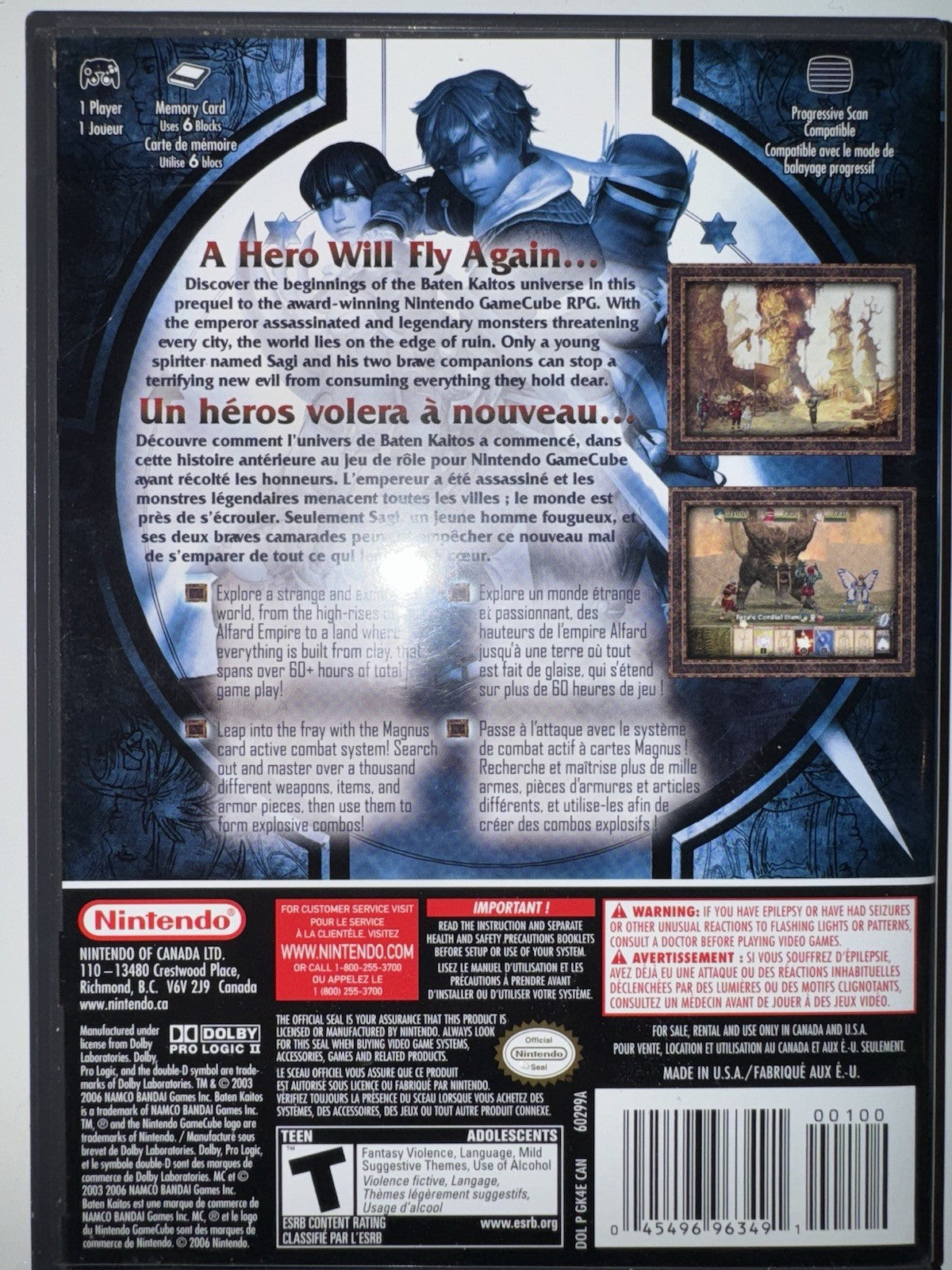 Baten Kaitos Origins (Nintendo GameCube, 2006) CIB COMPLETE + MANUAL GC