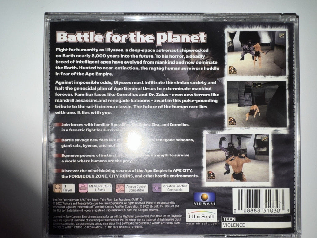 Planet of the Apes (Sony PlayStation 1, 2002)  CIB COMPLETE PS1