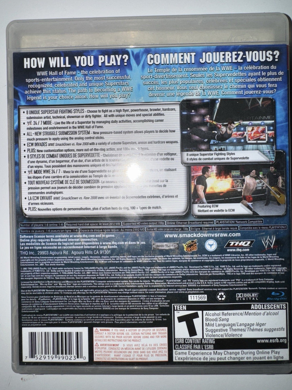 WWE SmackDown vs. Raw 2008 Featuring ECW (Sony Playstation 3, 2007) CIB PS3