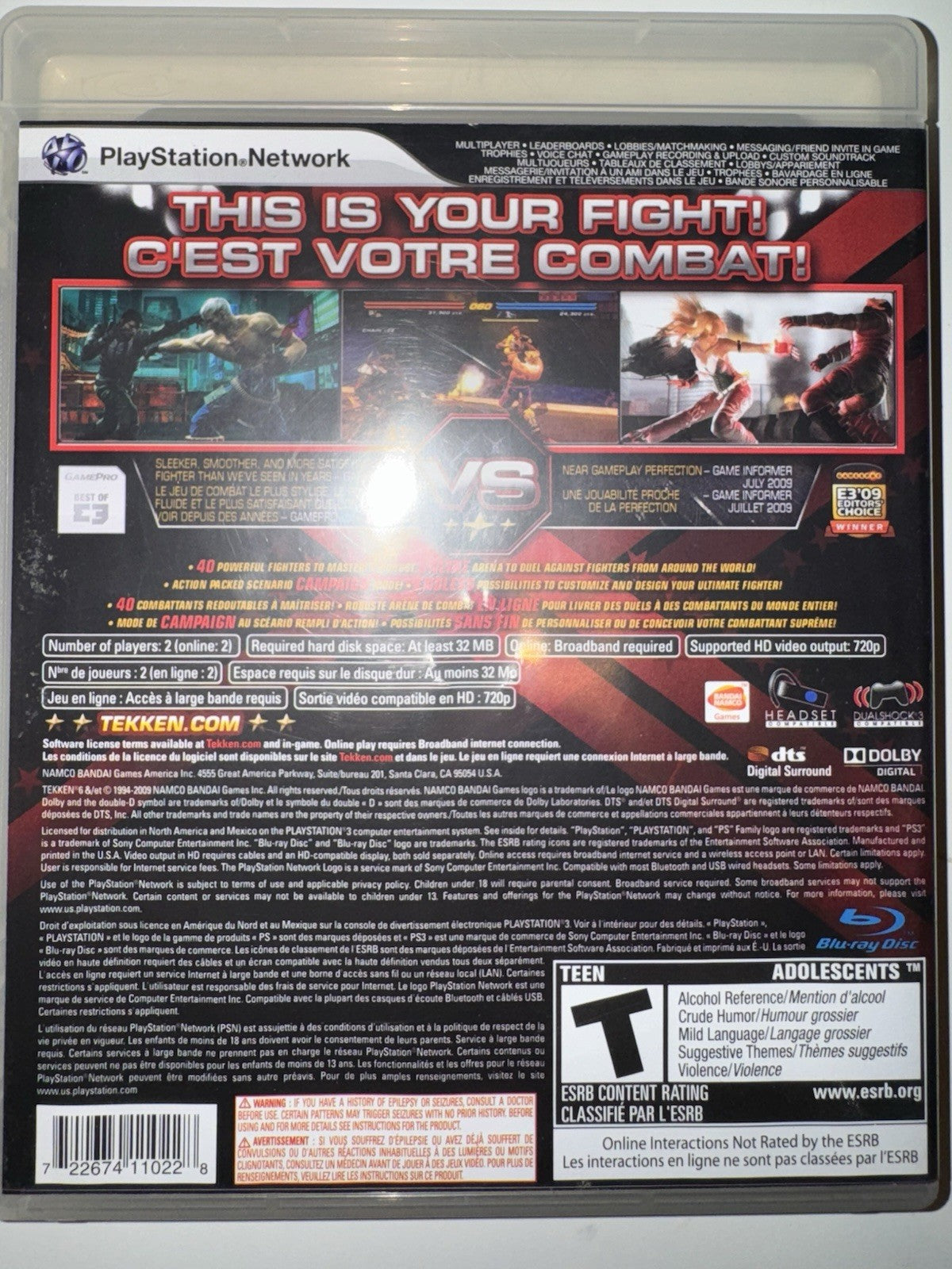 Tekken 6 (Sony PlayStation 3, 2009) CIB COMPLETE + MANUAL PS3