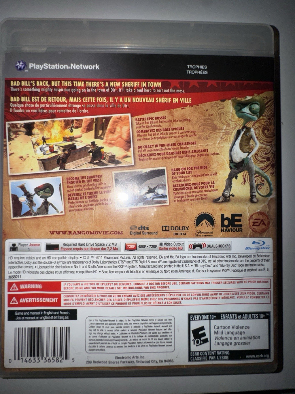 Rango (Sony PlayStation 3 PS3, 2011) CIB Complete with Manual