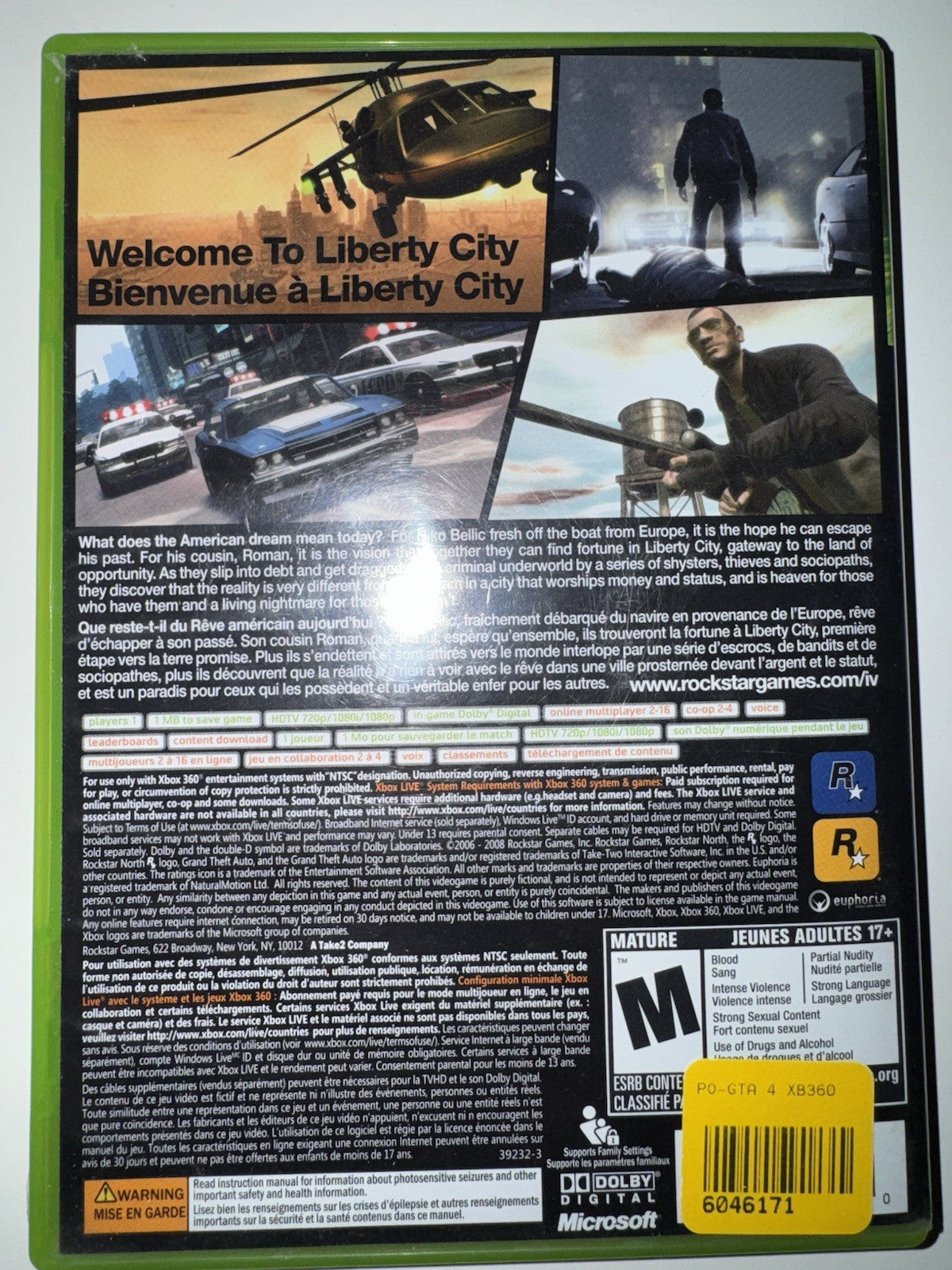 Grand Theft Auto IV (Microsoft Xbox 360, 2008) CIB COMPLETE W/MAP GTA 4 XB360