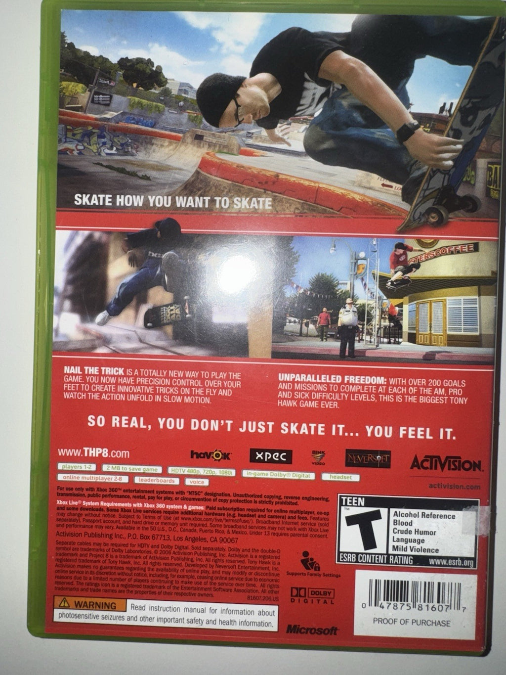 Tony Hawk's Project 8 (Xbox 360, 2006) CIB COMPLETE + MANUAL XB360