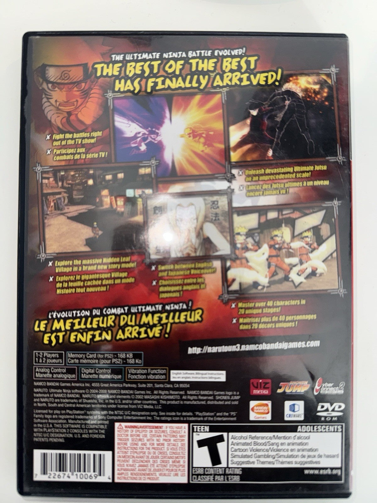 Naruto: Ultimate Ninja 3 (Sony PlayStation 2, 2008) CIB COMPLETE PS2