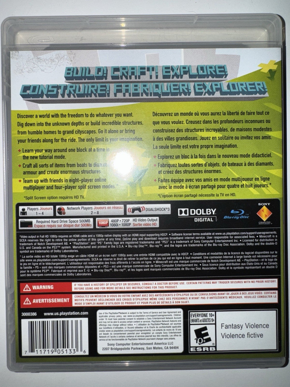 Minecraft -- PlayStation 3 Edition (Sony PlayStation 3, 2014) PS3