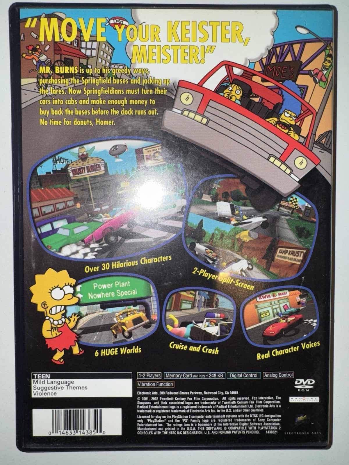 Simpsons Road Rage (Sony PlayStation 2, 2001) CIB COMPLETE + MANUAL PS2