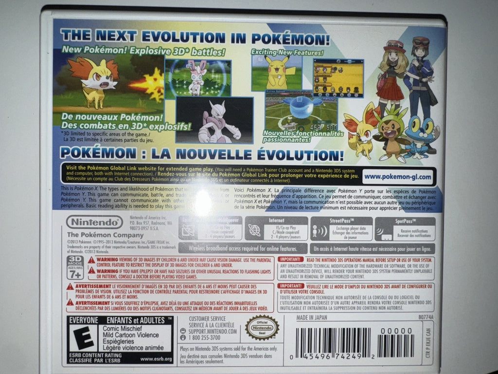 Pokemon X (Nintendo 3DS, 2013) CIB COMPLETE 3DS