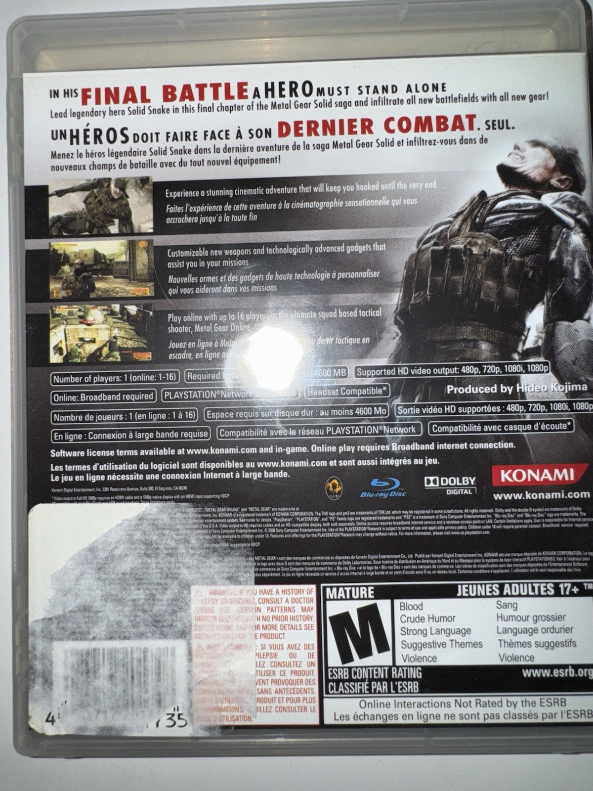 Metal Gear Solid 4: Guns of the Patriots (Sony PlayStation 3, 2008) CIB PS3