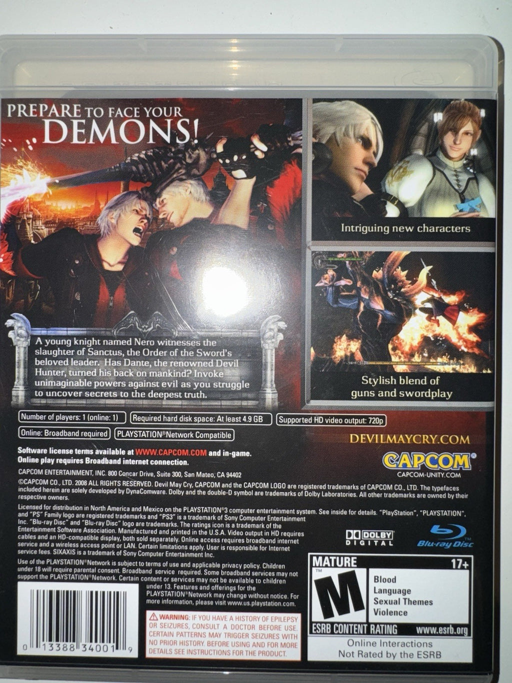 Devil May Cry 4 (Sony PlayStation 3, 2008) CIB COMPLETE + MANUAL PS3