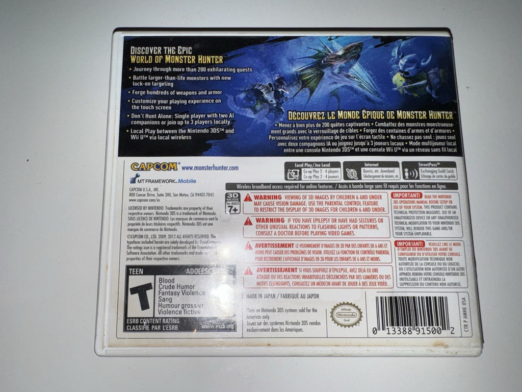 Monster Hunter 3 Ultimate (Nintendo 3DS, 2013) CIB COMPLETE + MANUAL