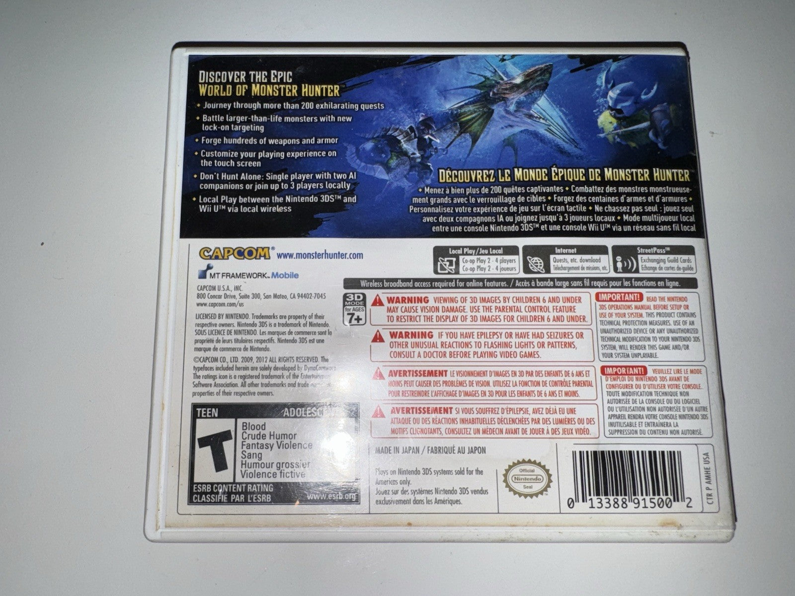Monster Hunter 3 Ultimate (Nintendo 3DS, 2013) CIB COMPLETE + MANUAL