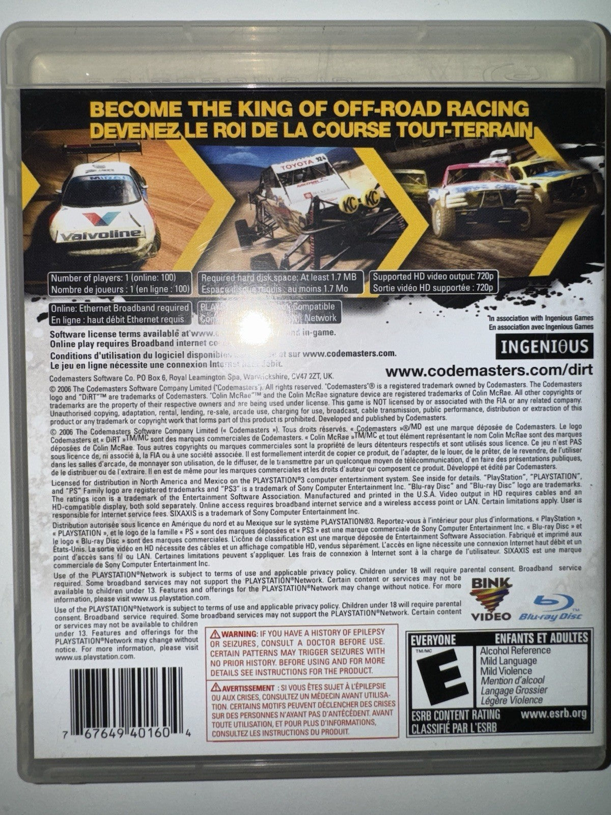 DiRT Playstation 3 - Playstation 3 PS3 - CIB COMPLETE + MANUAL