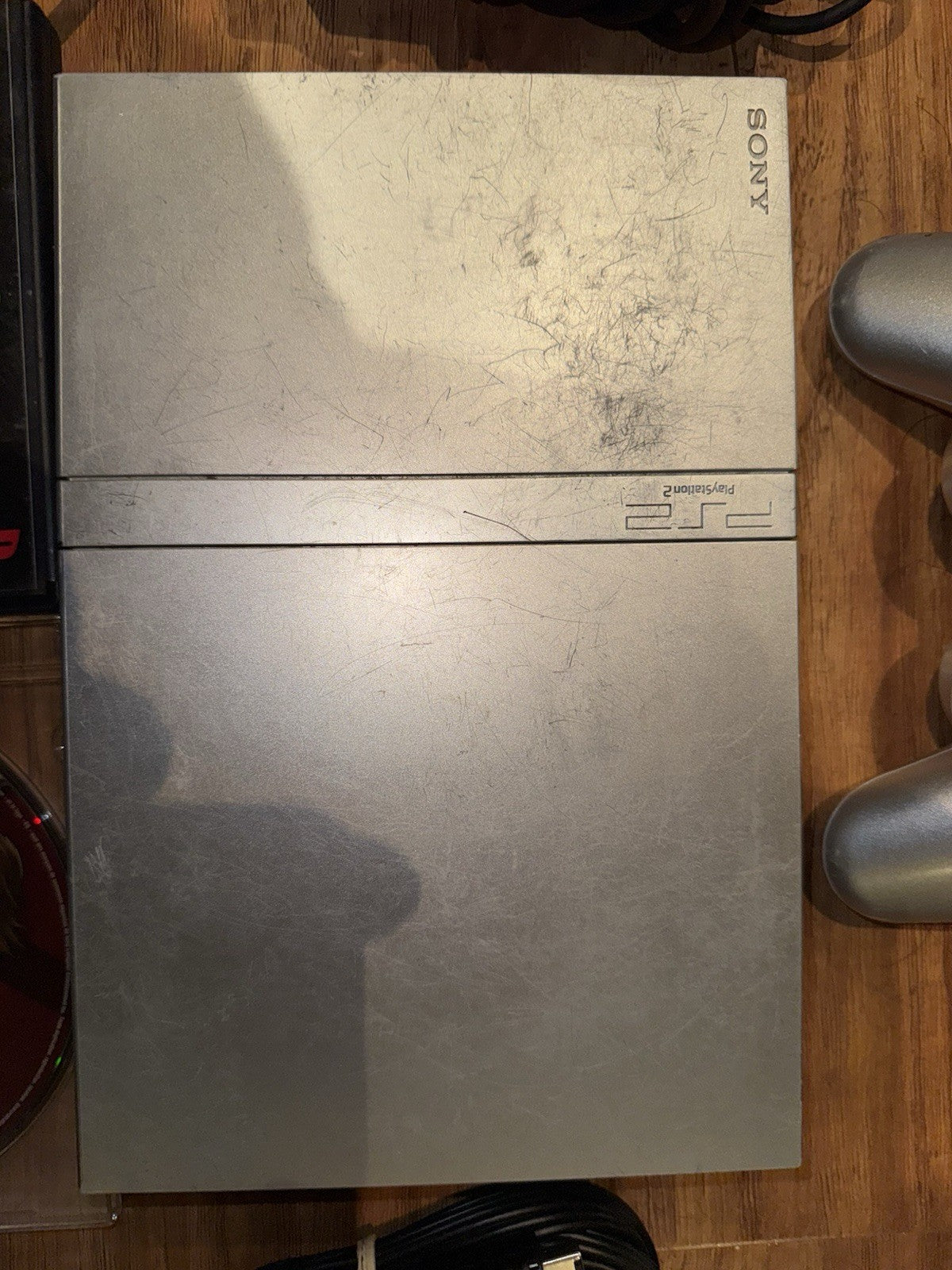 Sony PlayStation 2 Console Slim Silver W/CONTROLLER CABLES AND 2 GAMES PS2