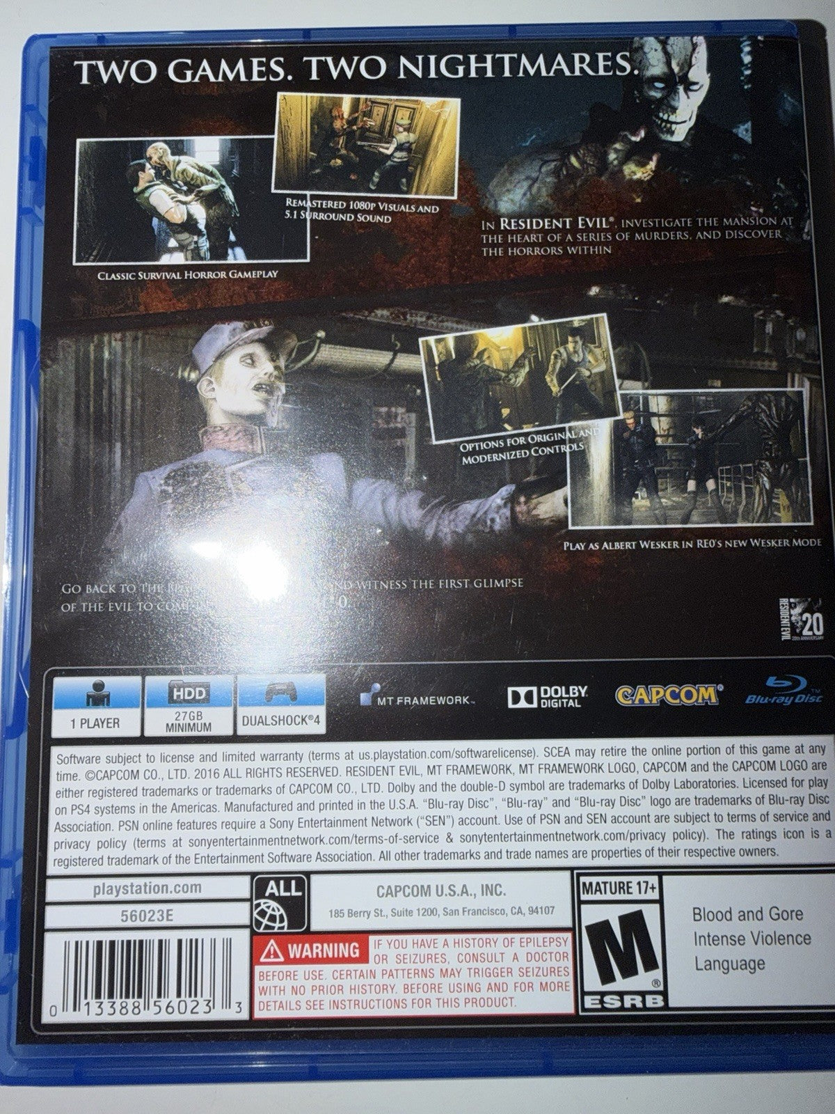 Resident Evil Origins Collection (Sony PlayStation 4, 2016) PS4