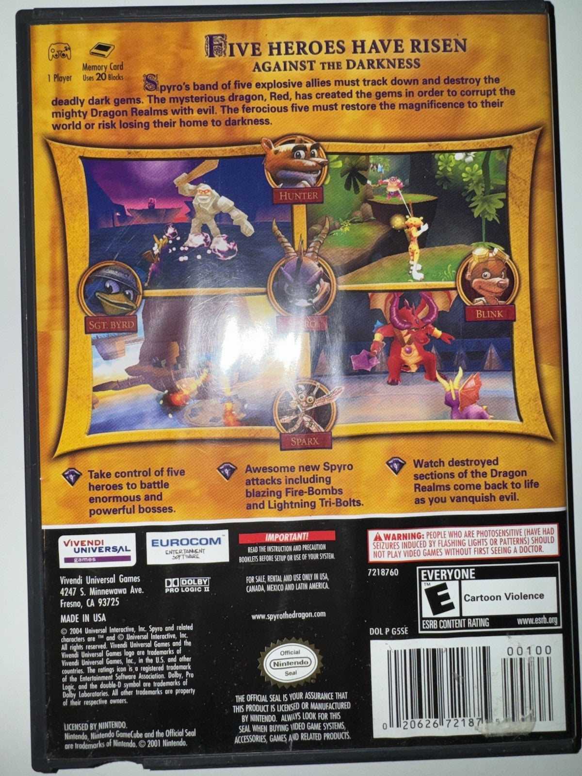 Spyro A Hero's Tail (Nintendo GameCube, 2004) CIB COMPLETE GC