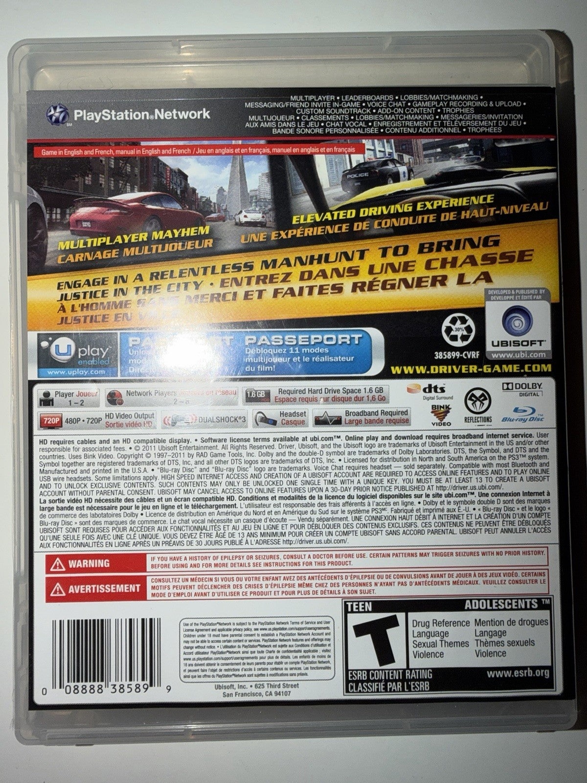 Driver: San Francisco (Sony PlayStation 3, 2011) PS3 CIB COMPLETE