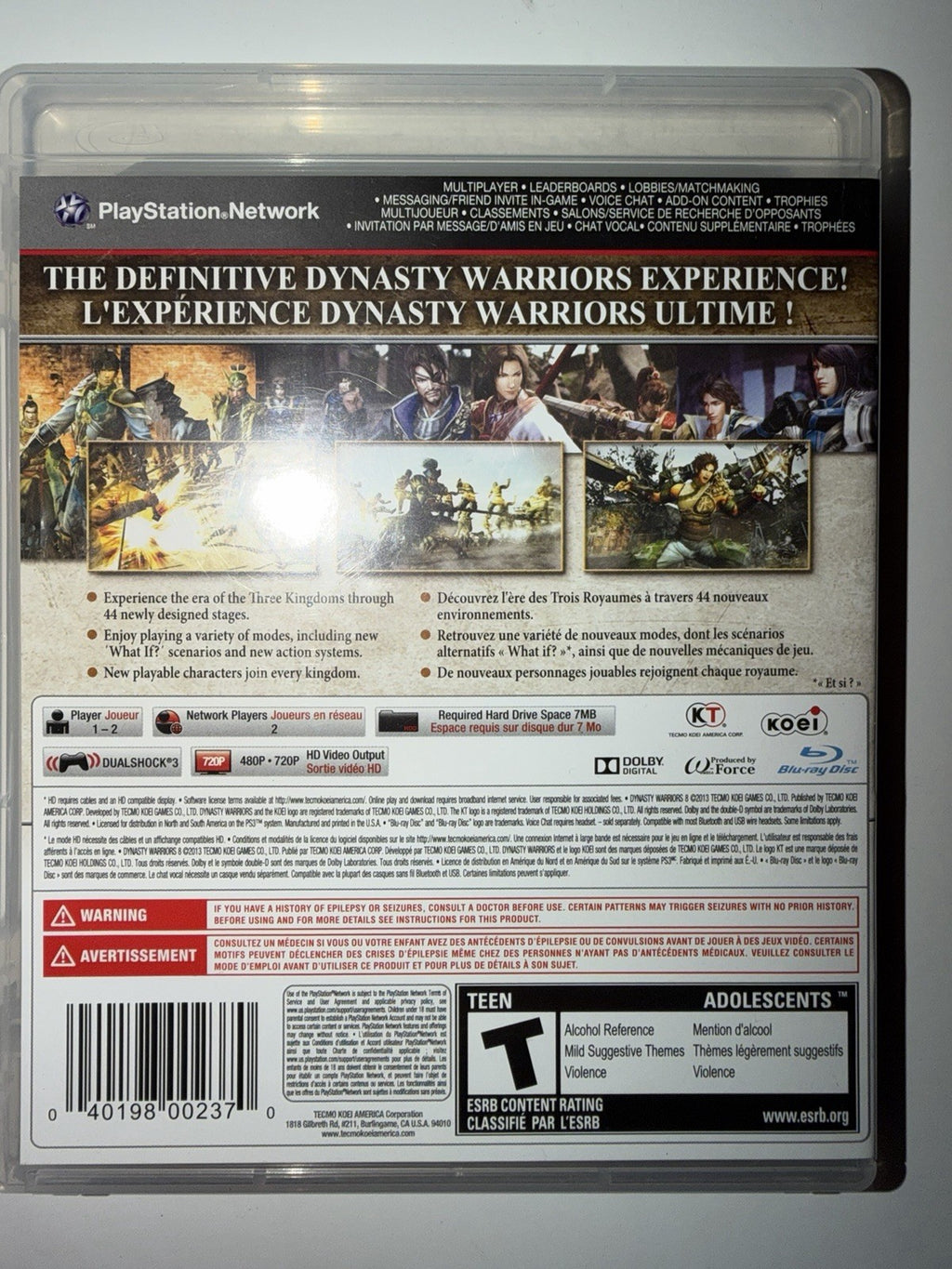 Dynasty Warriors 8 (Sony PlayStation 3, 2013) CIB COMPLETE PS3