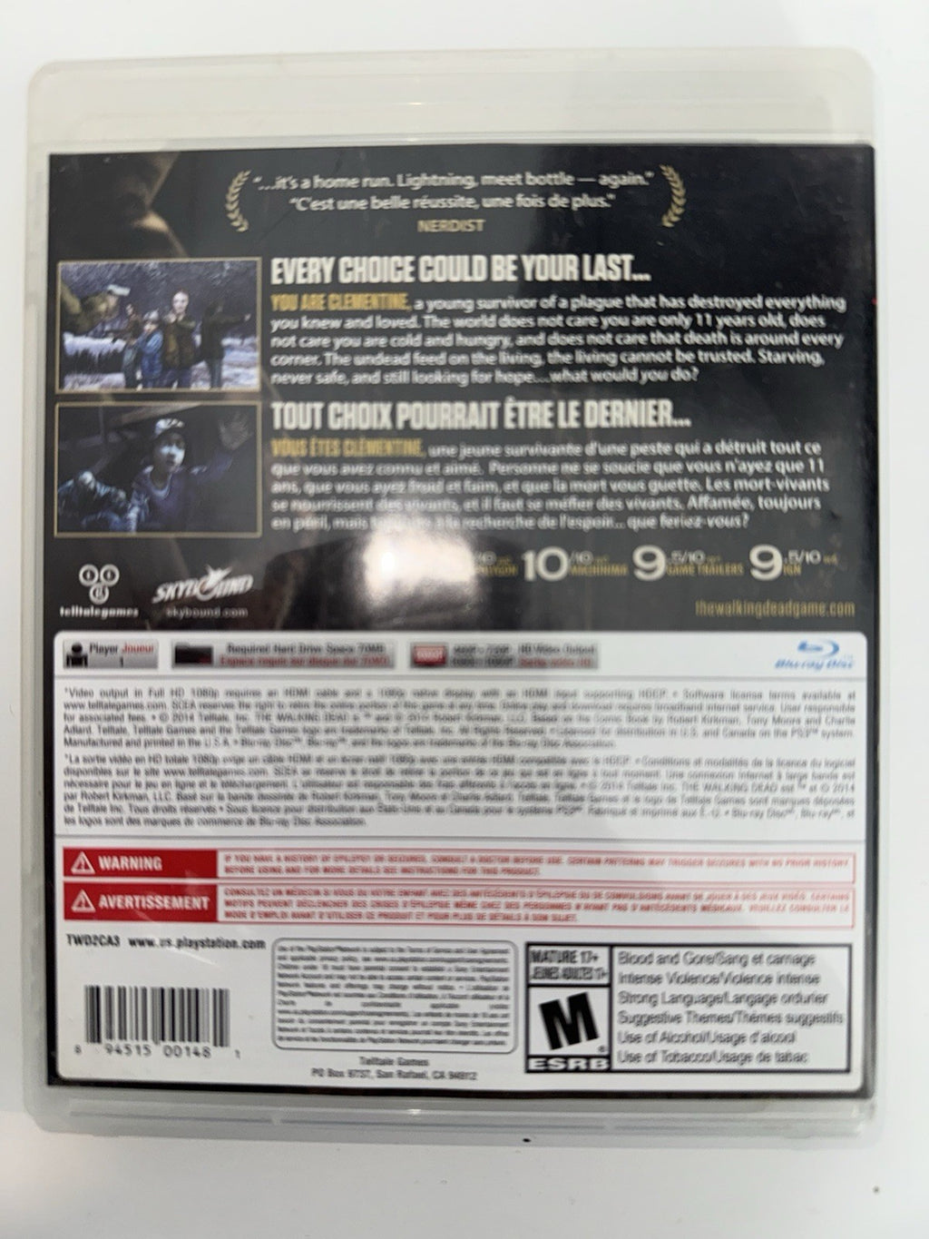 The Walking Dead: Season Two (Sony PlayStation 3, 2014) PS3