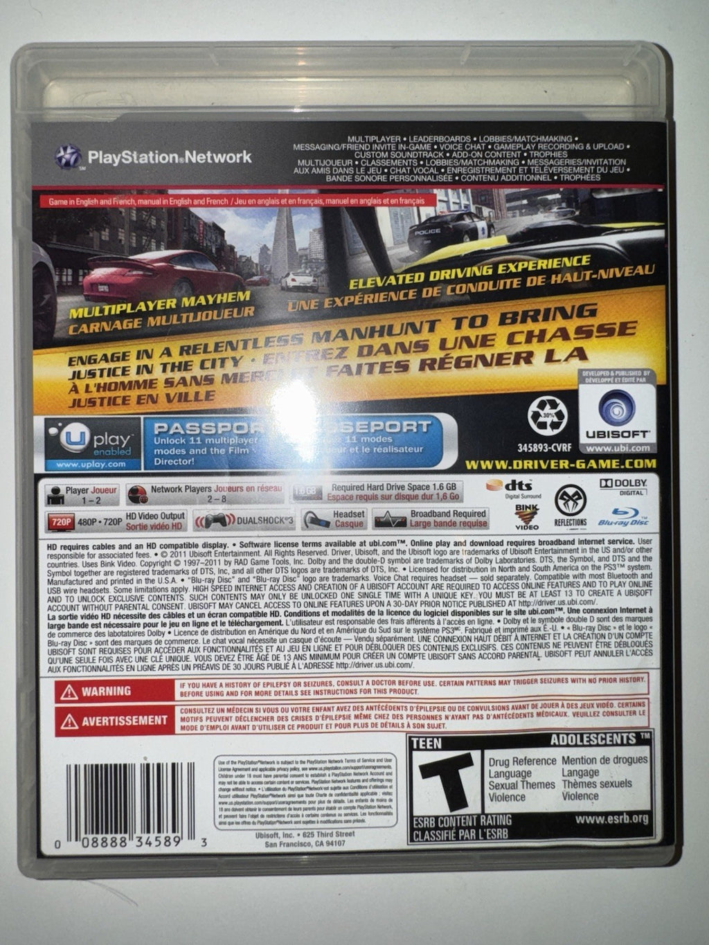 Driver: San Francisco (Sony PlayStation 3, 2011) PS3 CIB