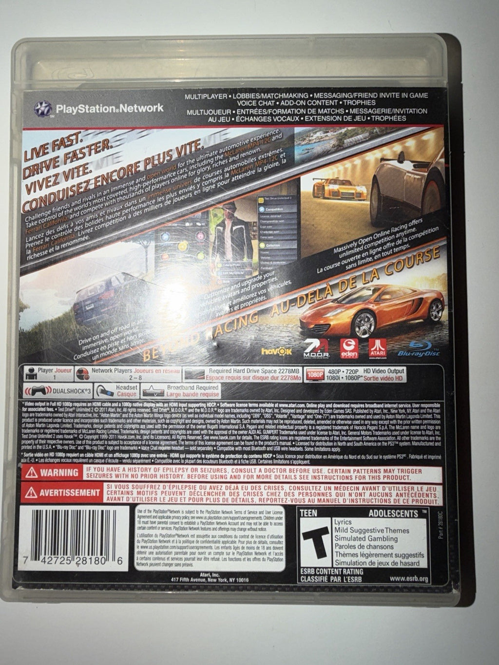 Test Drive Unlimited 2 (Sony PlayStation 3, 2011) PS3