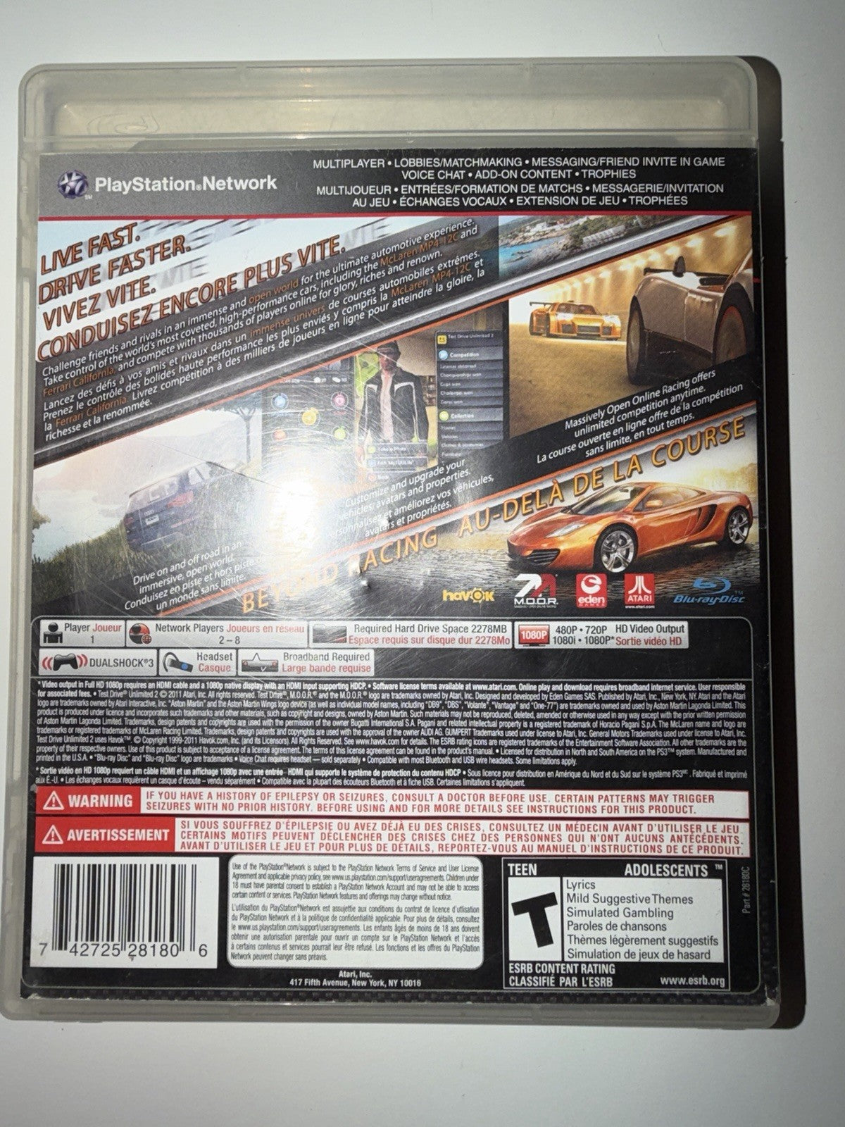 Test Drive Unlimited 2 (Sony PlayStation 3, 2011) PS3