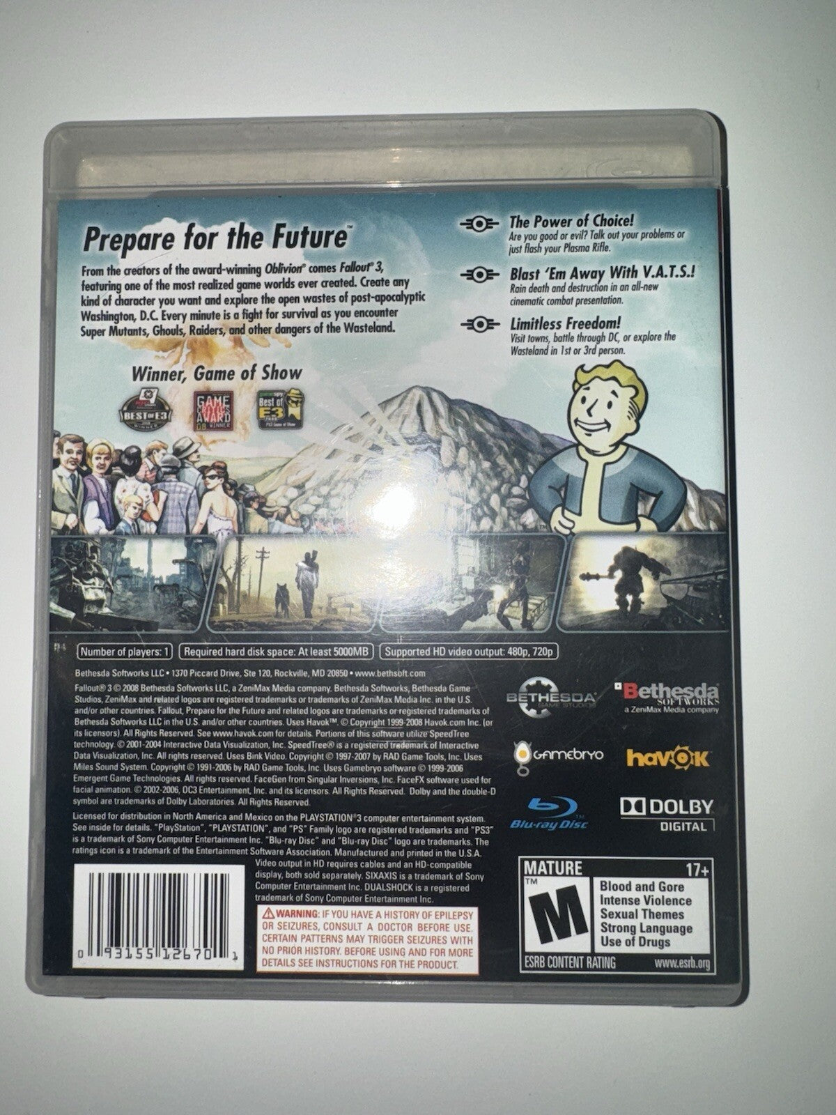 Fallout 3 (Sony PlayStation 3, 2008) CIB COMPLETE + MANUAL PS3