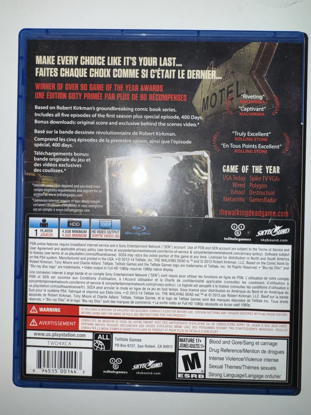 The Walking Dead First Season Plus 400 Days (Sony PlayStation 4, 2012) PS4