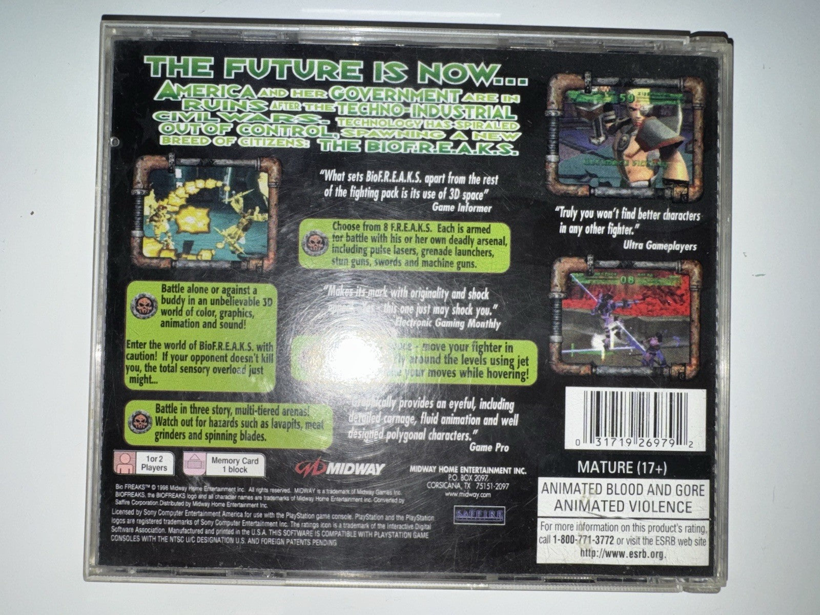 Bio Freaks (Sony PlayStation 1, 1998) CIB COMPLETE PS1
