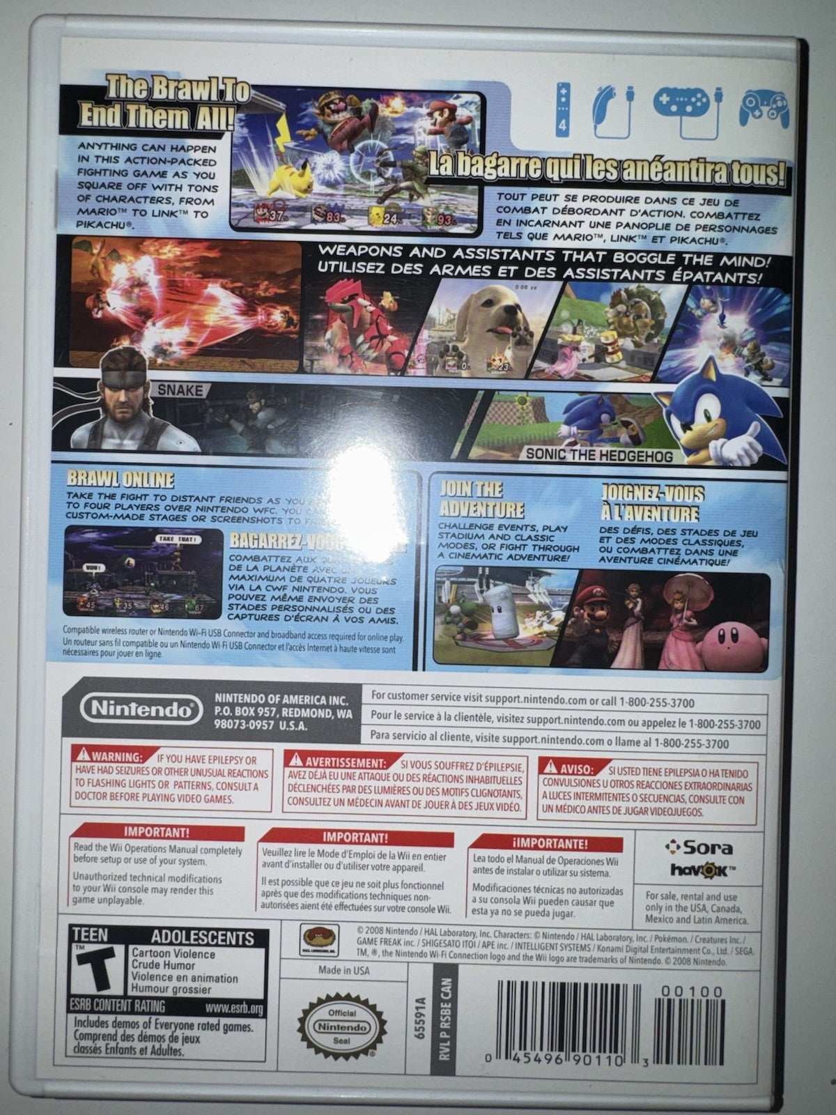 Super Smash Bros Brawl (Nintendo Wii, 2008) CIB COMPLETE WII