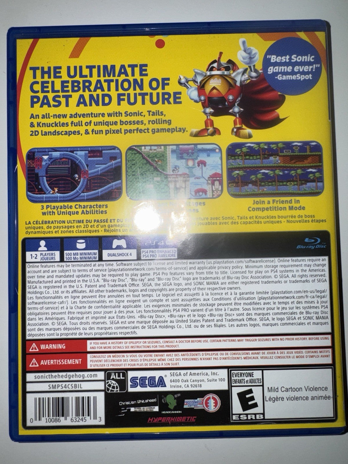 Sonic Mania - Sony PlayStation 4 PS4