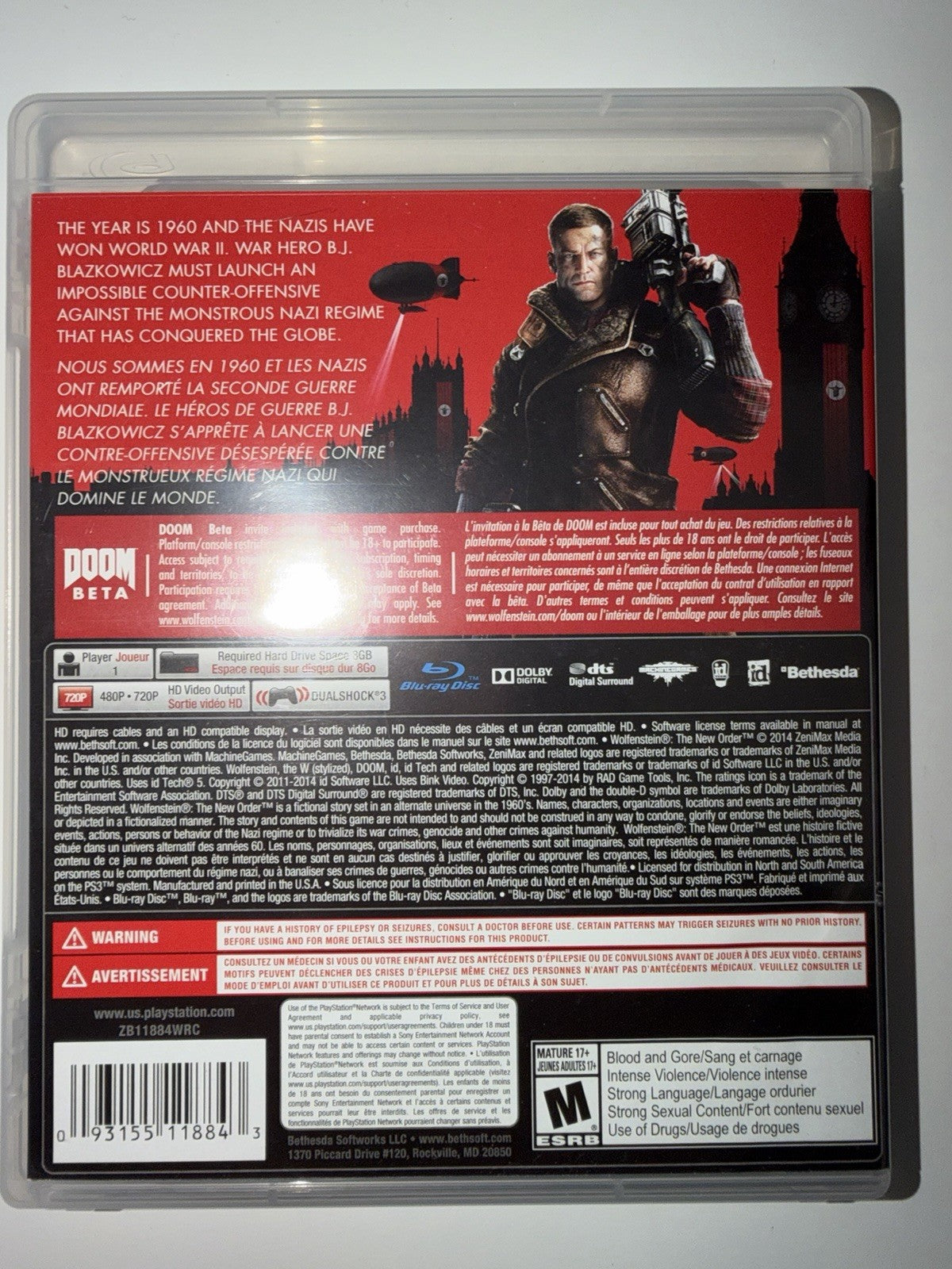 Wolfenstein: The New Order (Sony PlayStation 3, 2014) CIB COMPLETE PS3