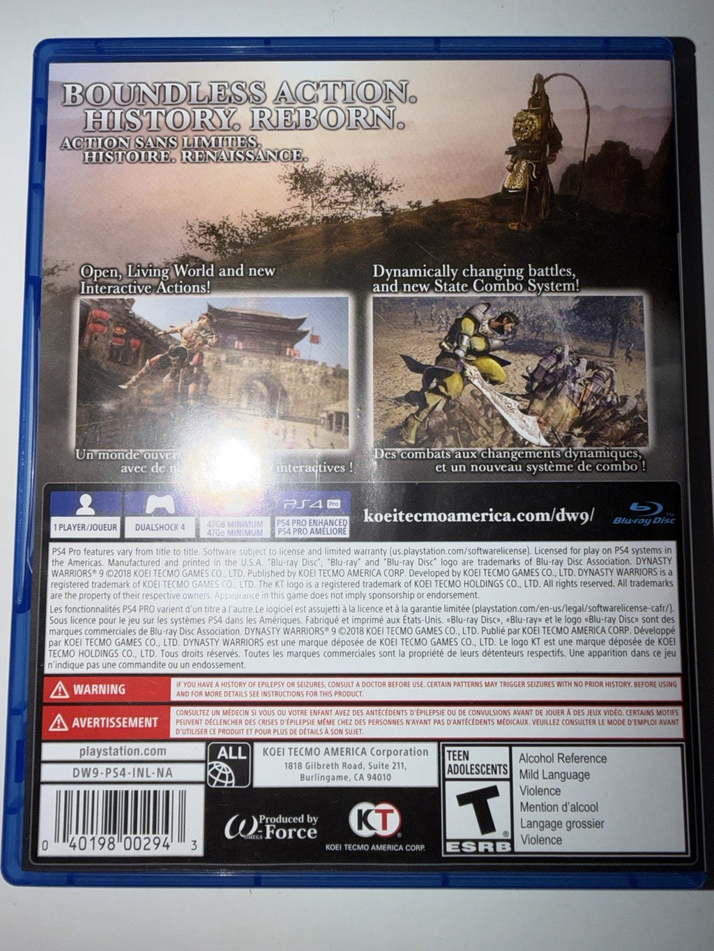 Dynasty Warriors 9 (Sony PlayStation 4, 2018) PS4