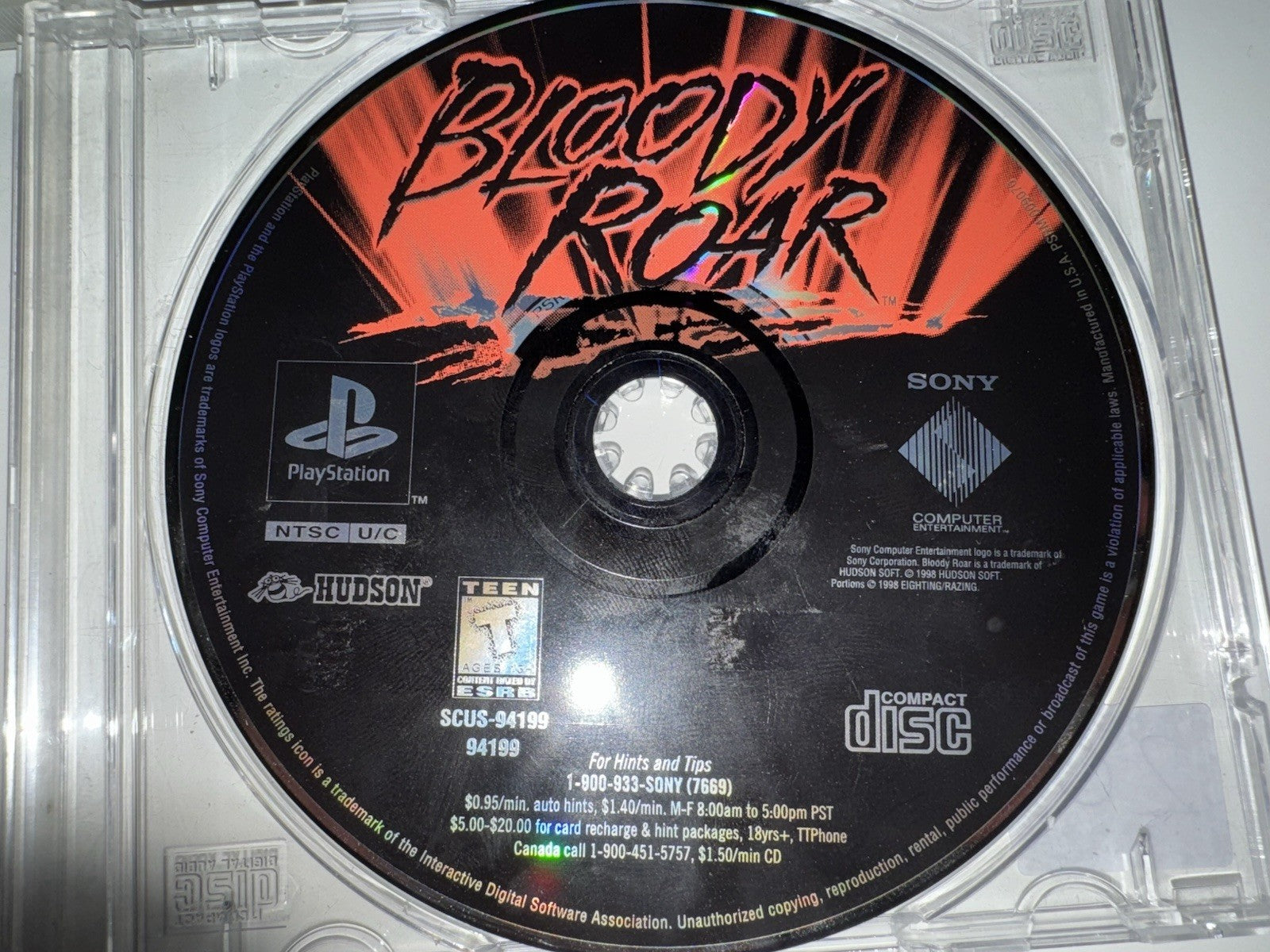 Bloody Roar (Sony PlayStation 1, 1998) DISC ONLY PS1
