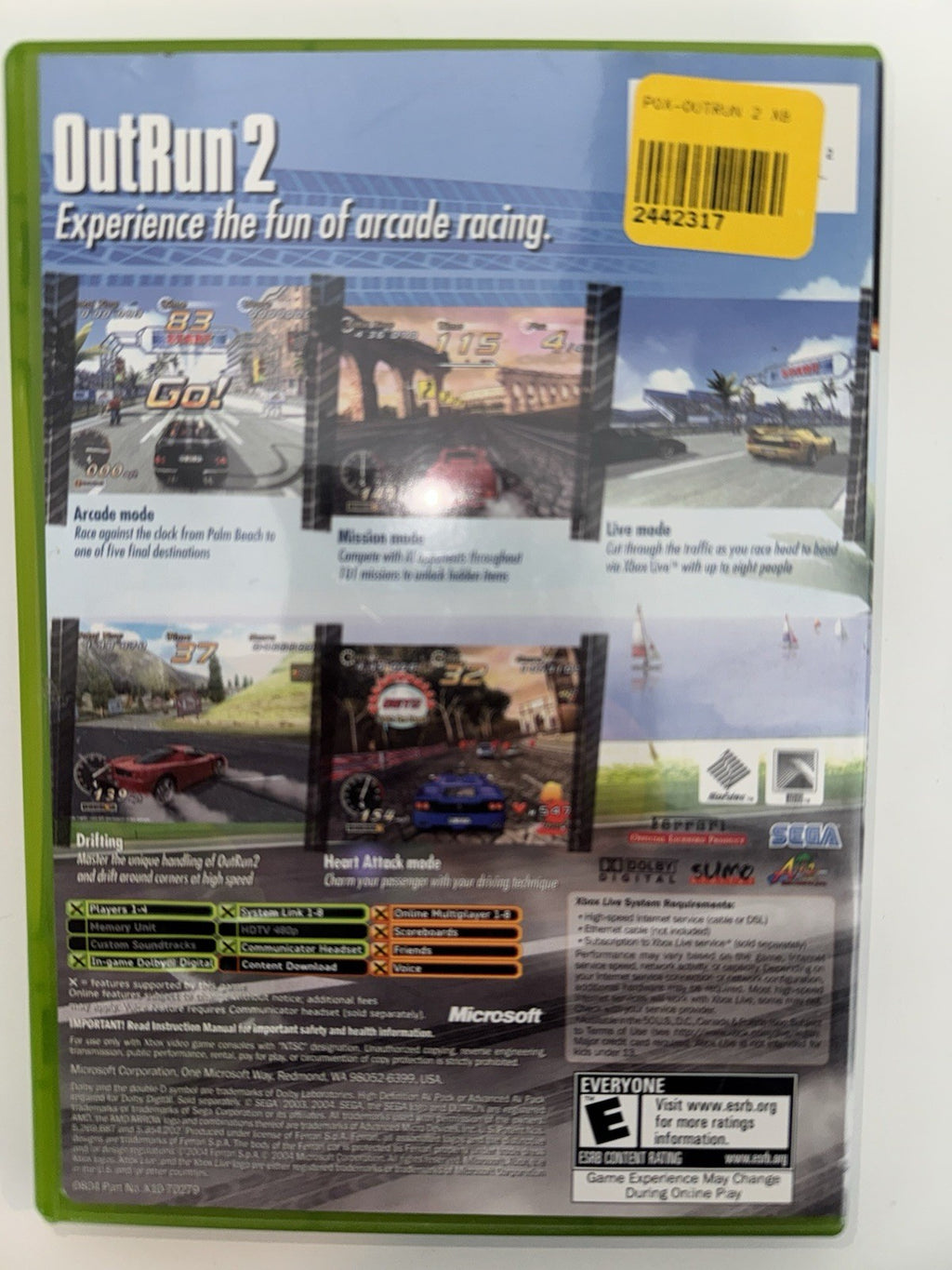 OutRun 2 (Microsoft Xbox, 2004) CIB COMPLETE OG XBOX
