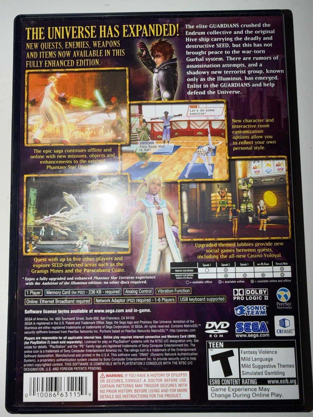 Phantasy Star Universe Ambition of the Illuminus (Sony PlayStation 2) CIB PS2