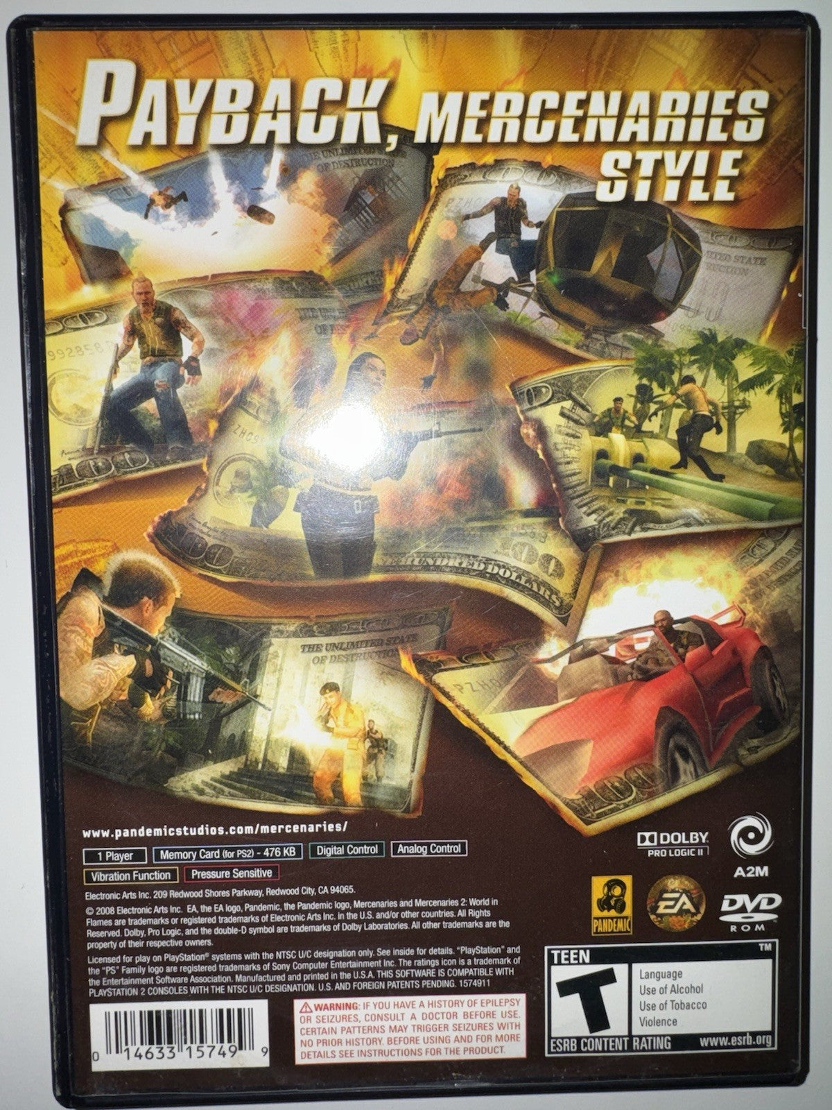 Mercenaries 2: World in Flames (Sony PlayStation 2, 2008) CIB COMPLETE PS2