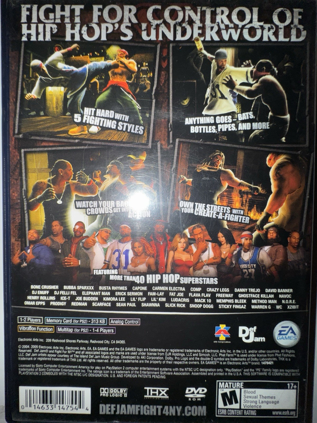 Def Jam: Fight for NY (Sony PlayStation 2, 2004) (GH) CIB COMPLETE PS2