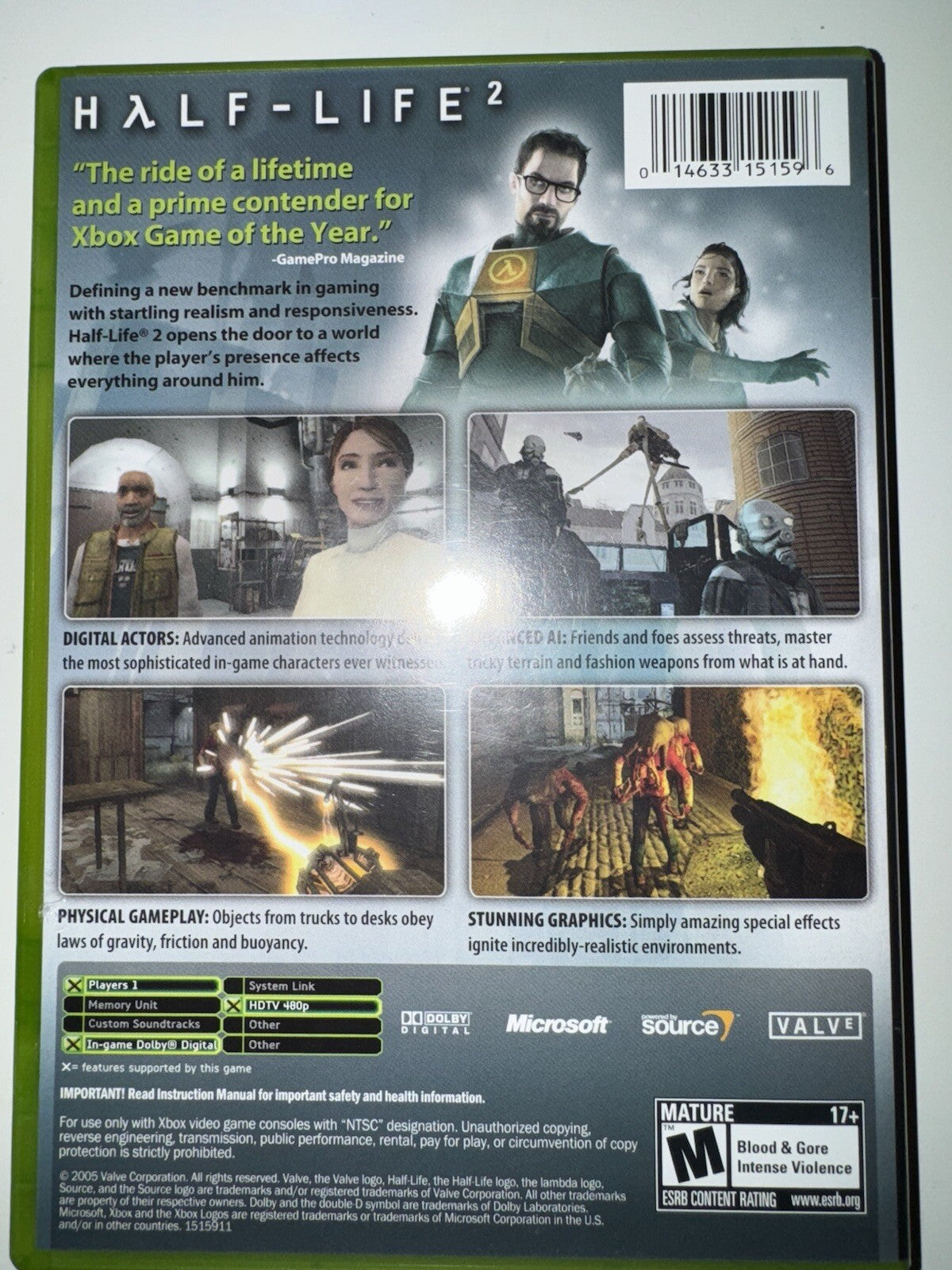 Half-Life 2 (Microsoft Xbox, 2005) CIB COMPLETE + MANUAL OG XBOX XB
