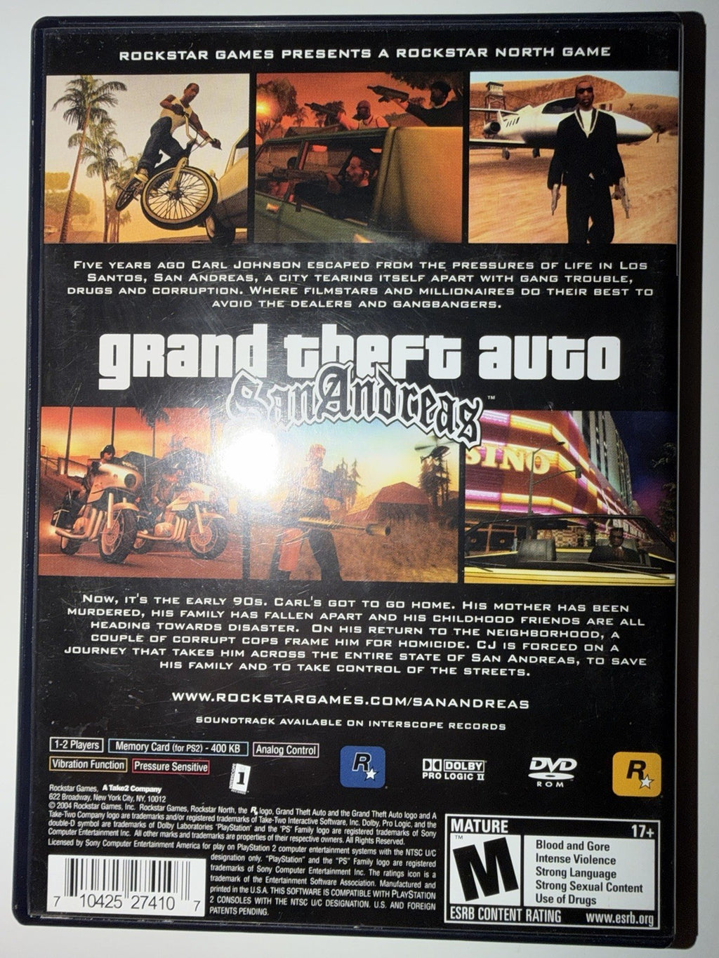 Grand Theft Auto: San Andreas (Sony PlayStation 2, 2004) CIB COMPLETE + MAP