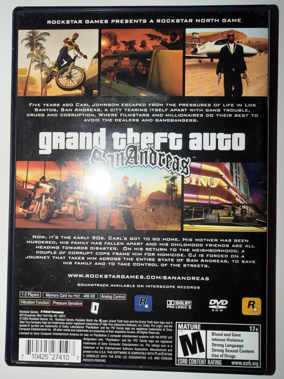 Grand Theft Auto: San Andreas (Sony PlayStation 2, 2004) CIB COMPLETE + MAP