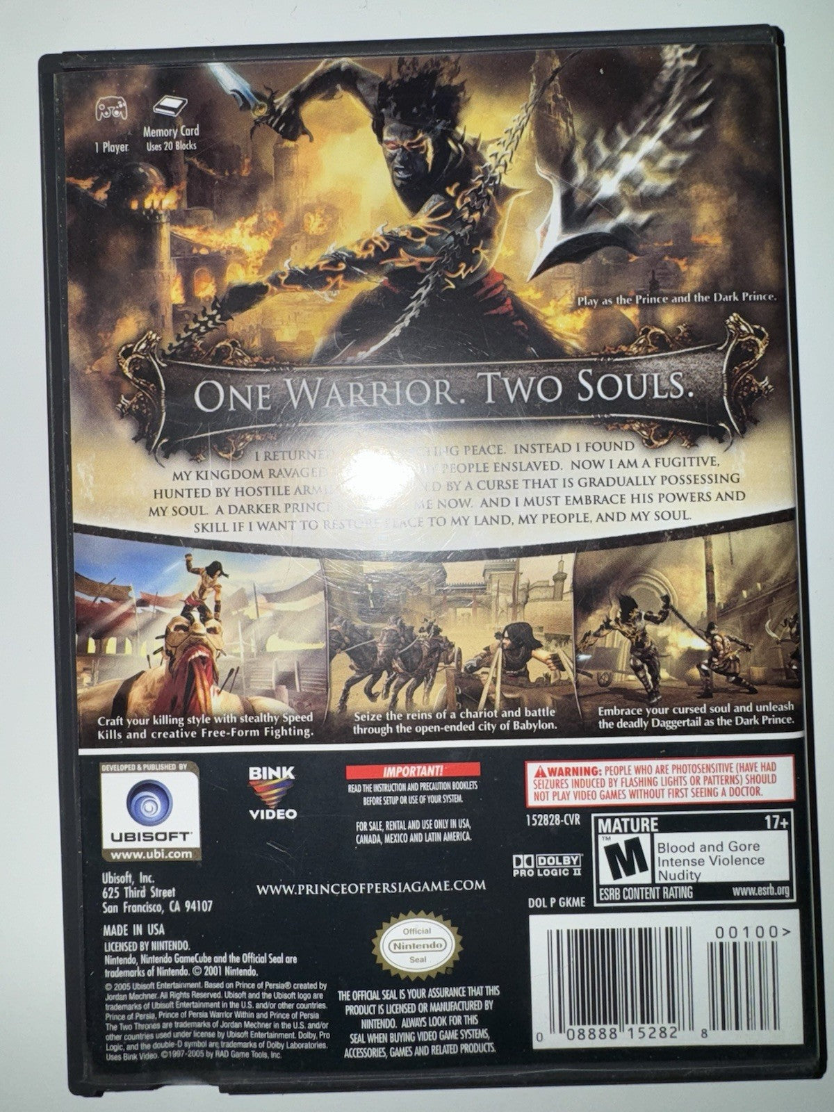Prince of Persia: The Two Thrones (Nintendo GameCube, 2005) COMPLETE CIB GC