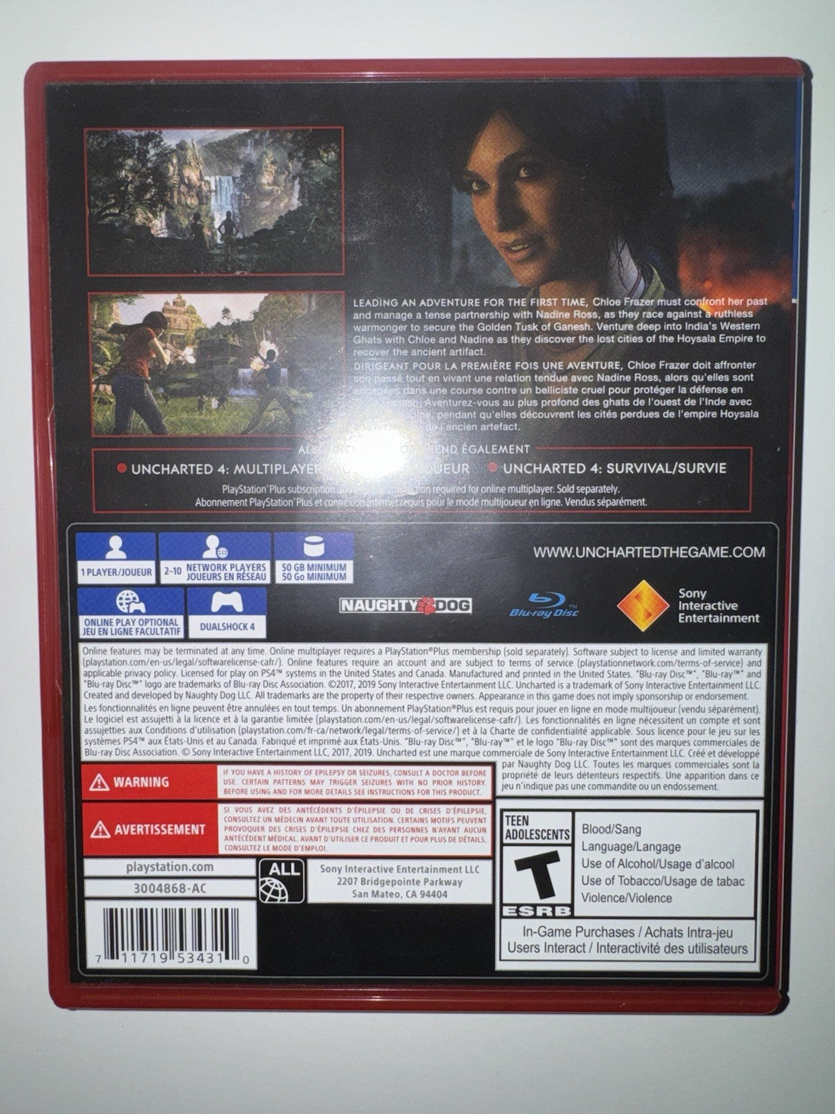 Uncharted: The Lost Legacy (Sony PlayStation 4, 2017) PS4