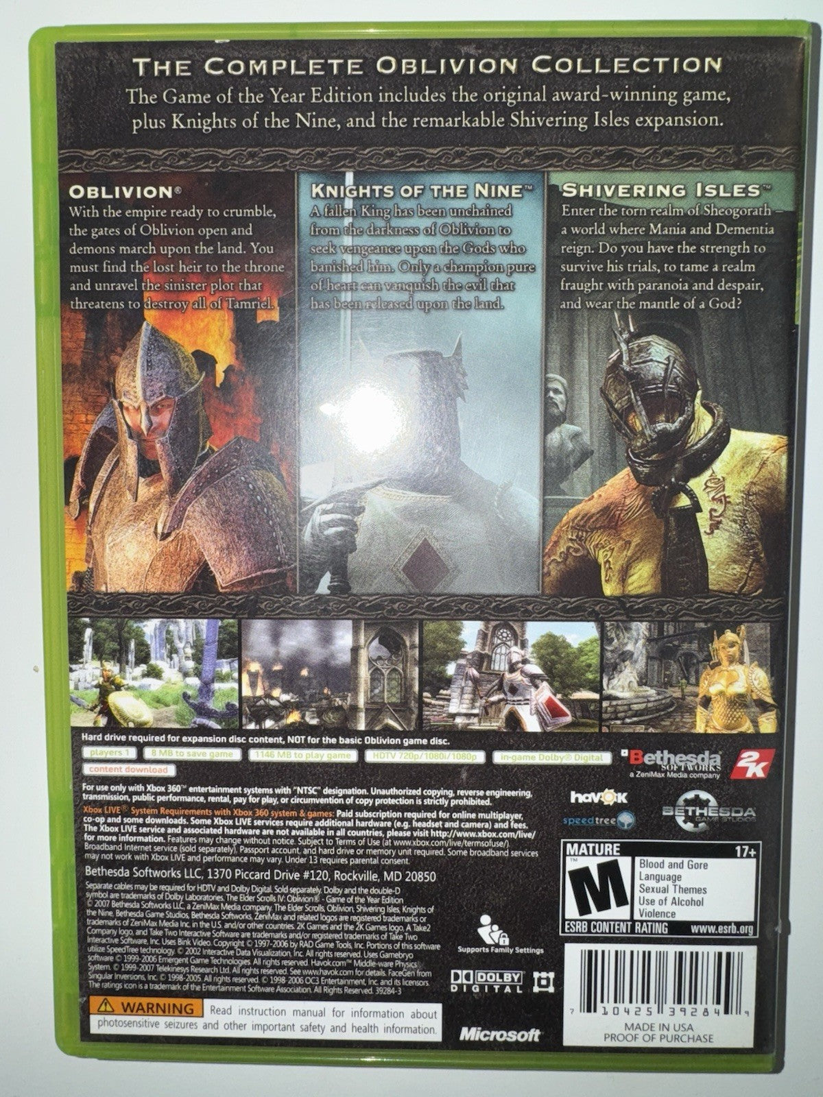 The Elder Scrolls IV: Oblivion  (Microsoft Xbox 360, 2011) CIB COMPLETE XB360